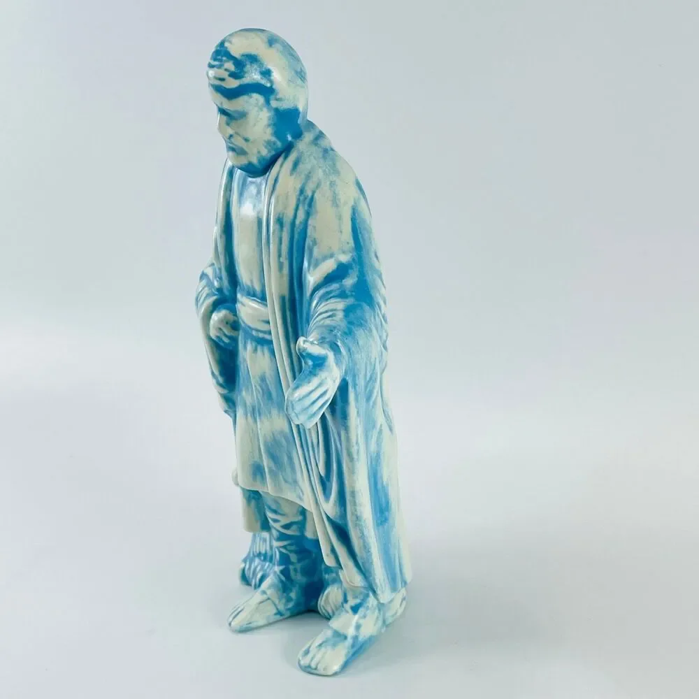 Holland Ceramic Nativity Shepherd Figurine 8.5in Vintage Blue White Creche 1970s